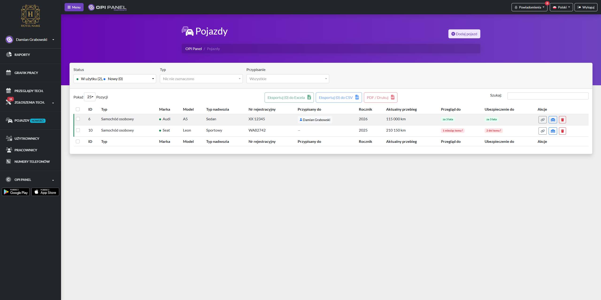 Podgląd panelu desktop
